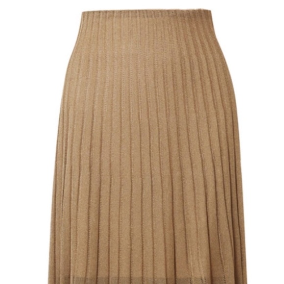 VINCE Pleated Metallic Crochet-Knit Midi Skirt Bronze - Picture 10 of 11